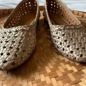 Halston metallic woven flats